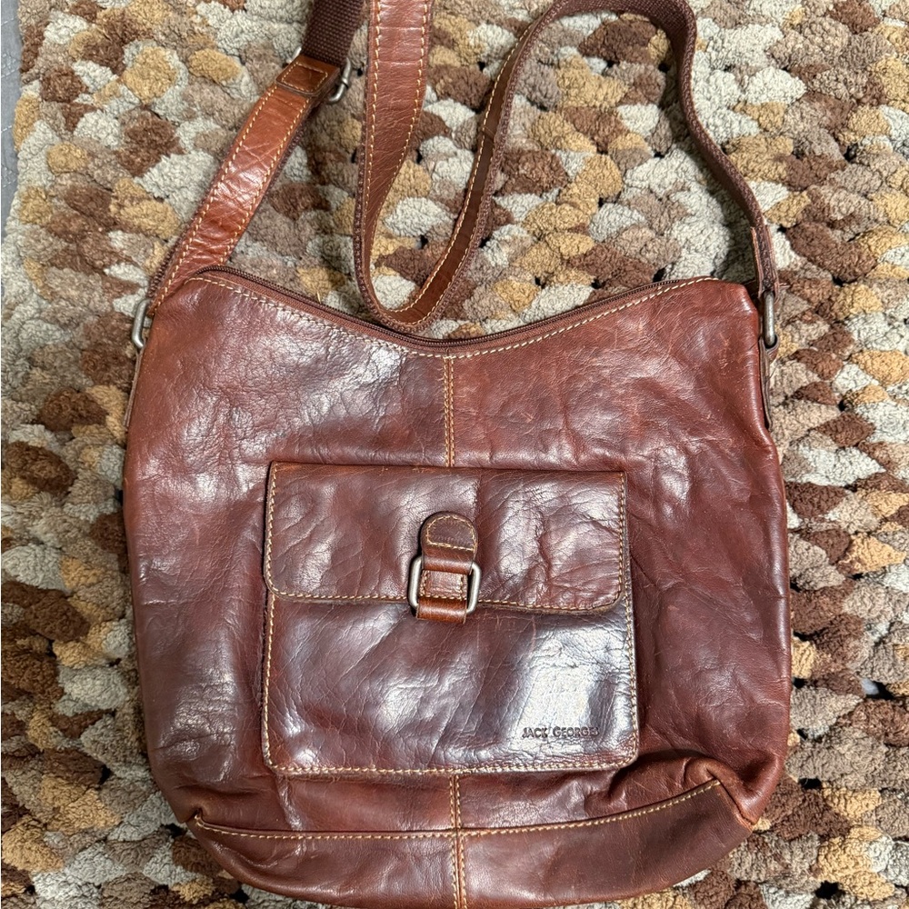 Jack Georges Brown Leather Shoulder Bag
